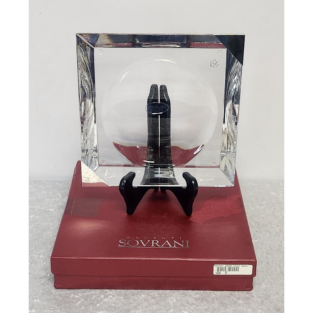 NWT ARGENTI SOVRANI Luxury Crystal w 2-Sterling Silver Edges Centerpiece